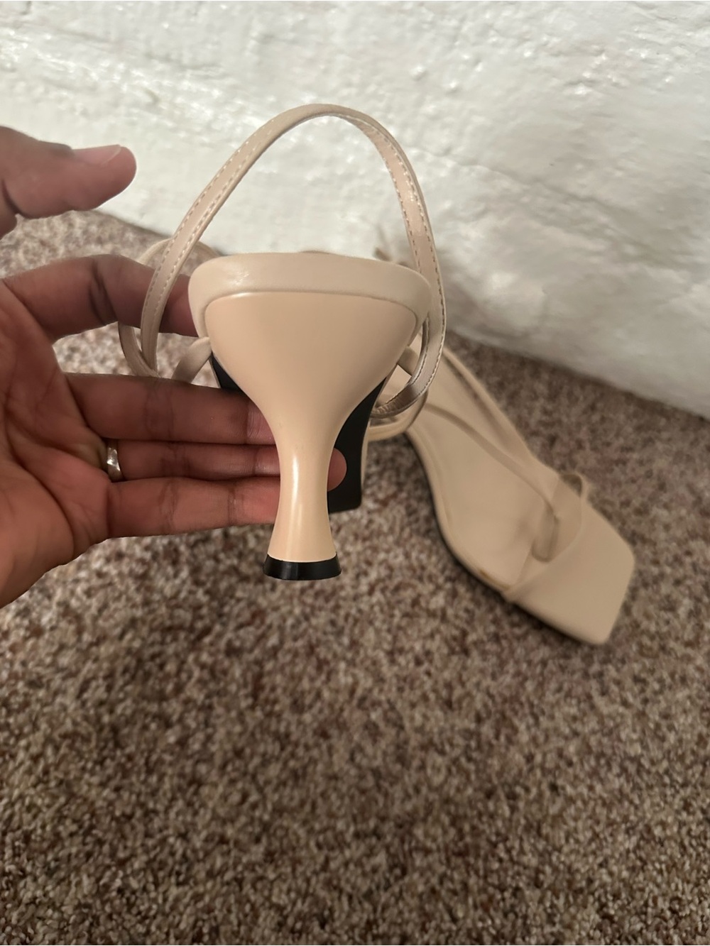 Nude Strappy Square-Toe Mid-Heel Sandals - Picture 8 of 8